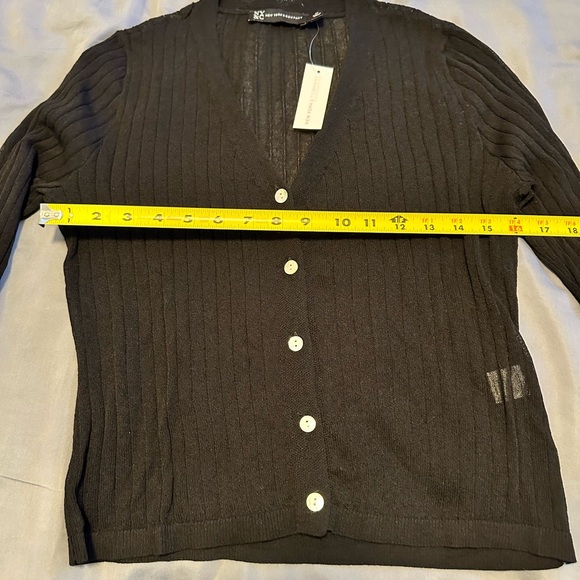 V-Neck Sheer Ribbed Cardigan - Picture 8 of 9